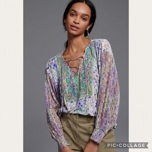 NWT Anthropologie Odetta Embroidered Top